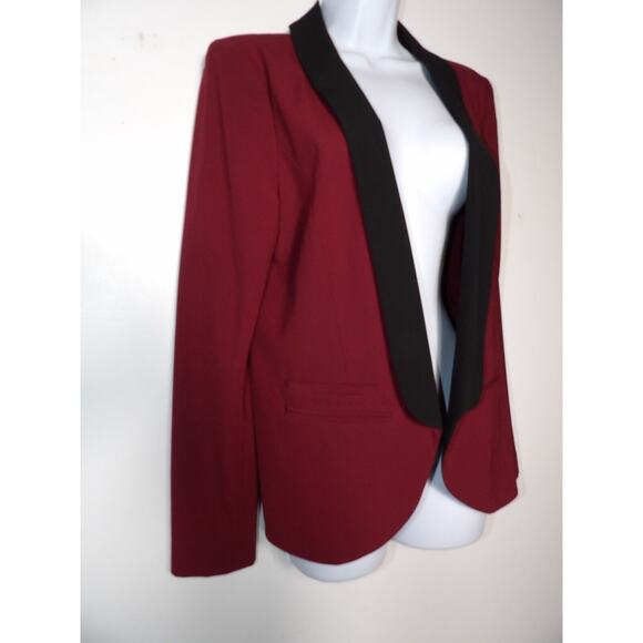 Trouve Blazer Medium Burgundy Wine Black Sport Coat Career Open Style Career - Picture 4 of 12